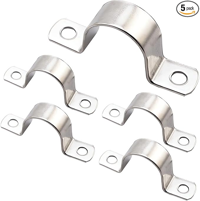 3 Inch Pipe Strap 304 Stainless Steel Conduit Strap 2 Hole Heavy Duty Strap Clamp for Tube Pipe or Wire Cord Installation(76mm 5pcs)