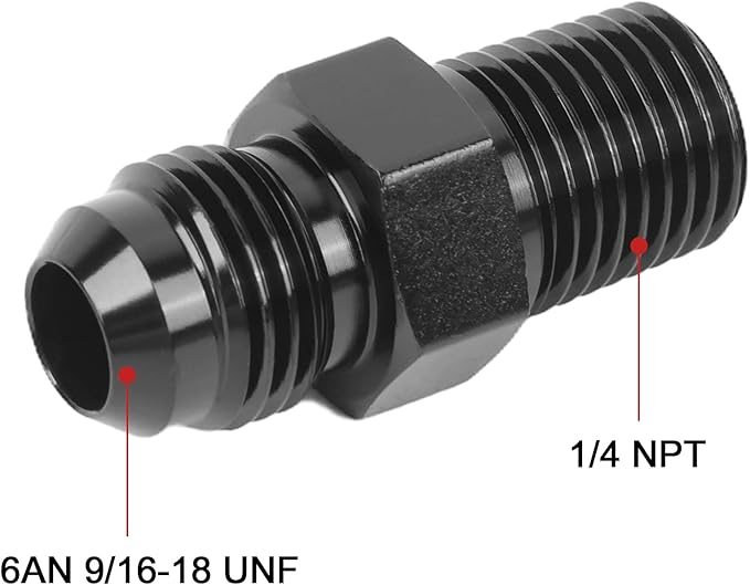 EVIL ENERGY 6AN Male Flare to 1/4" NPT Pipe Fitting Adapter Straight Aluminum Black