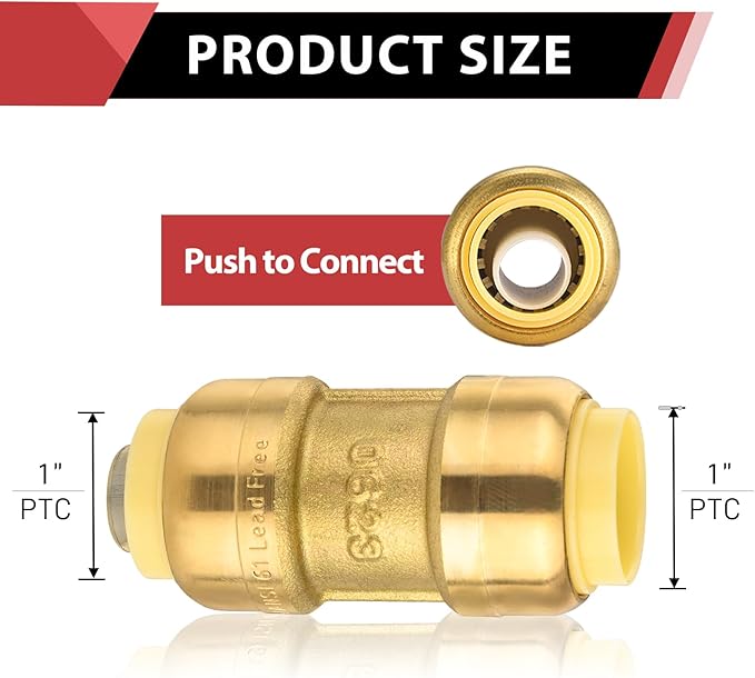 EFIELD 1-Inch Straight Coupling Push-Fit Fitting to Connect Pex, Copper, CPVC With Disconnect Clip,UPC Certifired,(PF009)