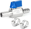 TAISHER 1PCS 304 Stainless Steel 5/8" Mini Ball Valve Shut Off Switch, 5/8" Hose Barb with 2PCS Hose Clamps
