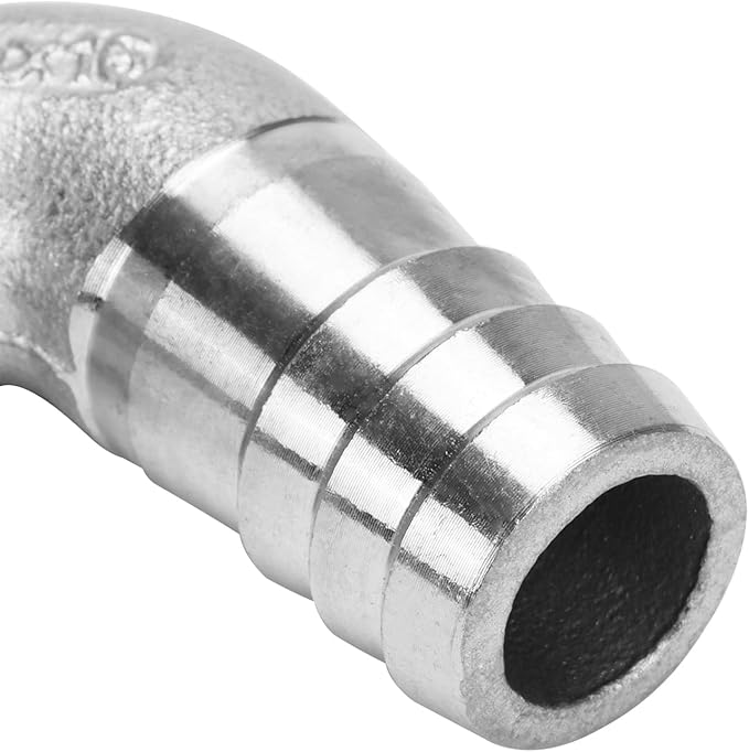 DERNORD 5/8" Hose Barb x 3/8" Male NPT Stainless Steel 90 Degree Elbow- Home Brew Pipe Fitting