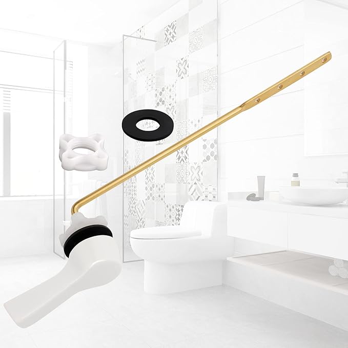 Hibbent 2 Pack Universal Front Mount Toilet Handle Tank Flush Lever Replacement Handle with 2 Pieces Stainless Steel Flapper Chains for Most Front Mount Toilets- White Finish