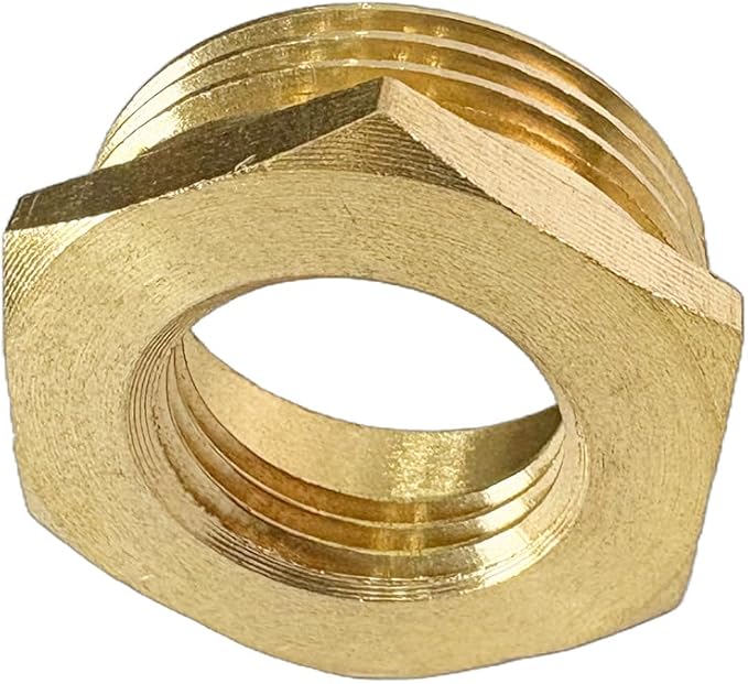 1" NPT Male x 1/2" NPT Female Brass Reducer Hex Bushing Threaded Pipe Fitting Reducing Adapter Pack of 2