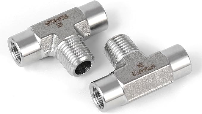 2 piece,NPT1/8 Female - NPT1/4 Male - NPT1/8 Female tee, 3WayConnector, Fabricate of 304 Stainless Steel.