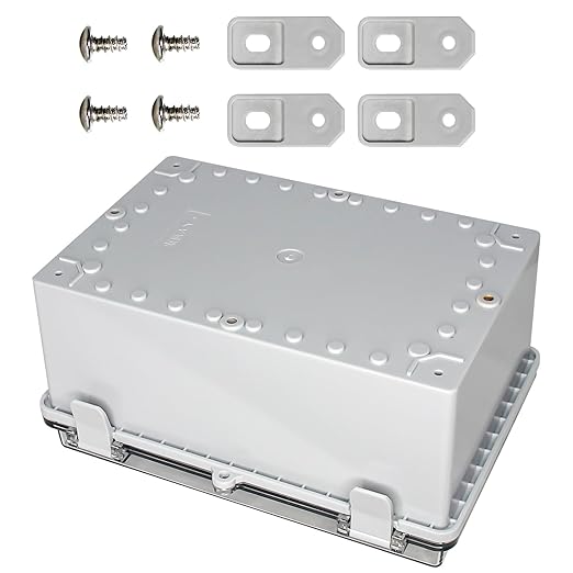 Waterproof Electrical Junction Box Waterproof Box ABS Plastic Enclosure Switch Router Project Box Electronics Enclosure with Mounting Plate Wall Bracket Clear (11.4"x7.4"x5.5")