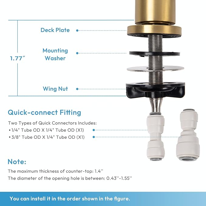 Besdor Reverse Osmosis Faucet, Filtered RO Drinking Water Faucet for Kitchen Sink, Non-Air Gap, 360-degree Rotation, Lead-Free, 304 Stainless Steel, Brushed Gold