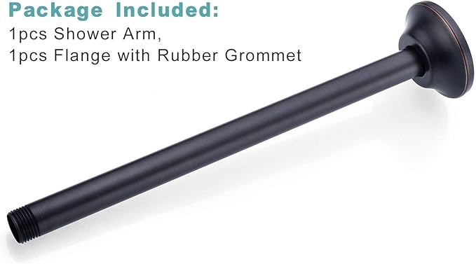 BESTILL 12 Inch Ceiling Mount Rain Shower Head Arm and Flange, Oil Rubbed Bronze