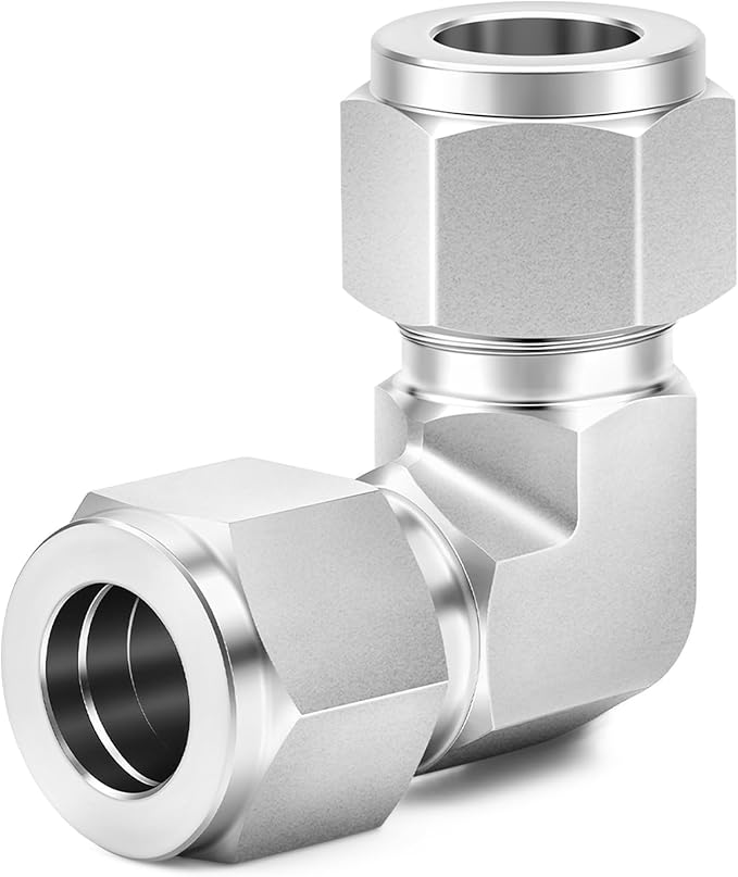 ChillWaves 304 Stainless Steel Compression Tube Fitting, 1" OD x 1" OD 90 Degree Elbow Compression Union Connector(1-PACK)