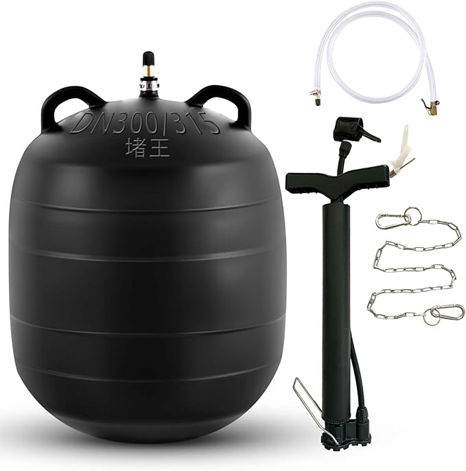 Test-Ball Pipeline Plugging Air Bag,Sewer Test Plug，Water Shut Off Airbag, Rubber Plumbing Balloon，Inflatable Pipe Test Plug，Used for Drainage Pipe, Sewage Pipe Temporary Water Blocking (12 Inchs)