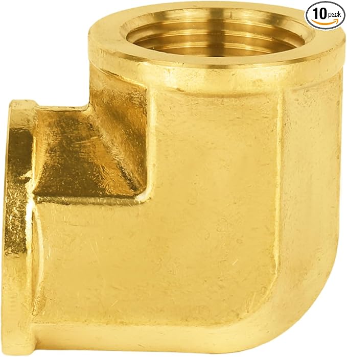 (Pack of 10) EFIELD 3/4" FNPT X3/4" FNPT 90 Degree Barstock Street Elbow, Female to Female Brass Pipe Fittings,(NPT117)