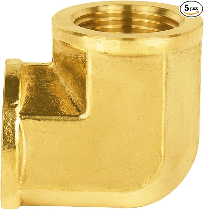 (Pack of 5) EFIELD 3/4" FNPT X3/4" FNPT 90 Degree Barstock Street Elbow, Female to Female Brass Pipe Fittings,(NPT116)
