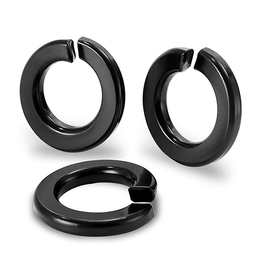 Mellewell #6 Lock Washer Spring Lock Washers, 304 Stainless Steel 18-8, Black Finish, Pack of 100