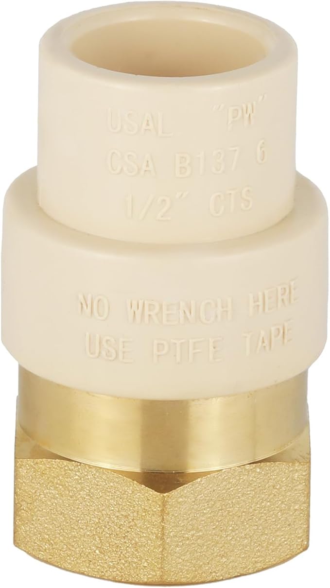 (Pack of 20) EFIELD 1/2"CPVC X 1/2"Female Thread NPT Transition Coupling,Brass Adapter Pipe Fitting (Female NPT x CPVC),(CPVC051-5-20PCS)