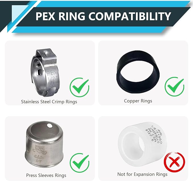 (10-Pack) PEX Fittings, Pex 3/4"x1/2" Female Sweat Copper Adapter, Brass Crimp Fittings, for PEX Tubing Pipe Plumbing, ASTM F1807(PEX1807133)