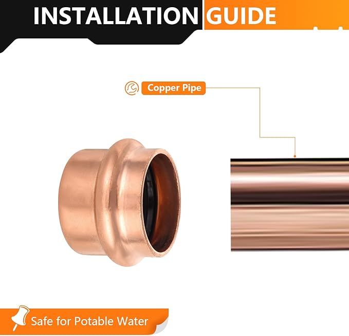 10-Pack HeSun Copper Press End Cap(Plug), 1" Pressure Fittings, Press Fit for Copper Tube Connection(PRESS021-10)