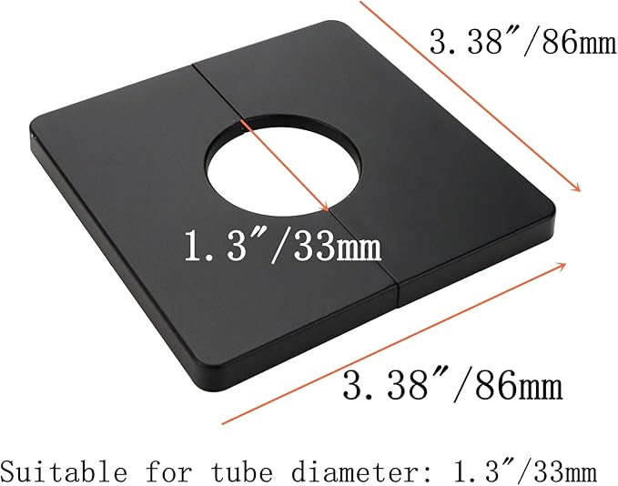 4 Pcs Wall Split Flange, ABS Square Self-Adhesive Escutcheon Plate Buckles Design for 1.3"/33mm Diameter Pipe