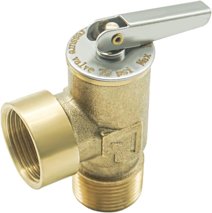 Temperature and Pressure Relief Valve with Extended Probe Fits For Suburban 3/4" NPT Thread RV Water Heaters Parts (75 PSI)