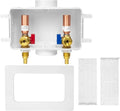 Washing Machine Outlet Box, Center Drain, 1/2 Inch Pex Crimp Inlet x 3/4 Inch MHT Outlet Connection, with Copper Water Hammer Arrestor (Pack of 20)
