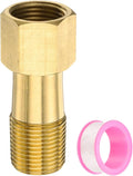 PATIKIL 3/8" g Male x 3/8" g Female Brass Pipe Fitting, Nipple Brass Fitting Extension Pipe Fittings Adapter Connection with Tape 2 Inch / 50mm Length