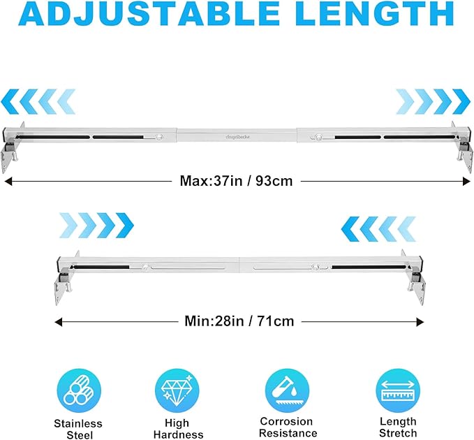 Undermount Sink Support Brackets – Adjustable Stainless Steel Brackets & Support Pole for Heavy Duty Undermount Kitchen Sink, 28-37inches