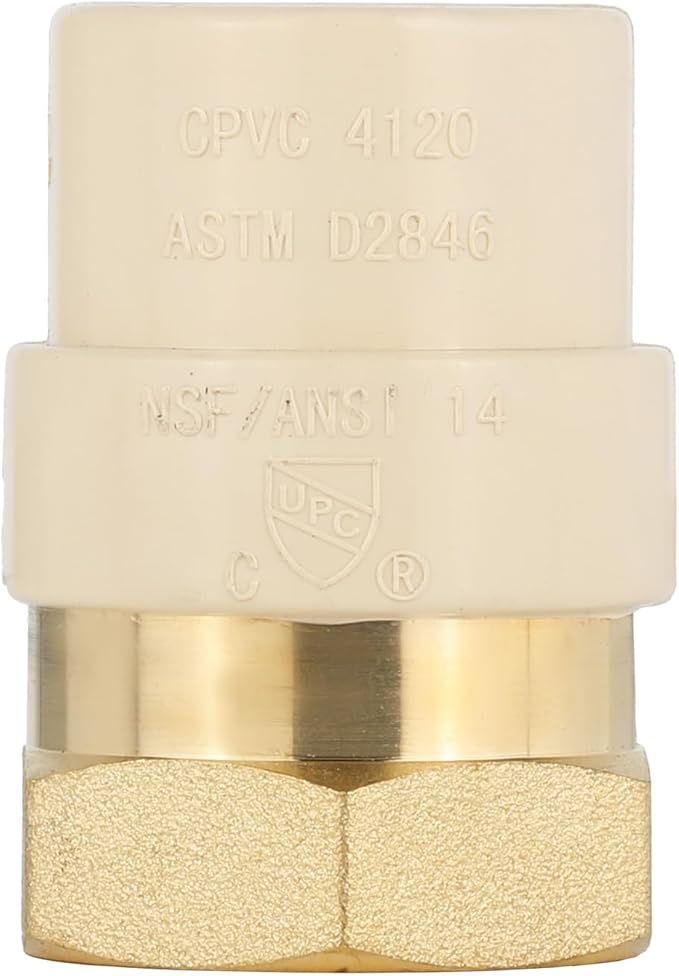 (Pack of 100) EFIELD 3/4"CPVC X 3/4"Female Thread NPT Transition Coupling,Brass Adapter Pipe Fitting (Female NPT x CPVC),(CPVC052-100PCS)