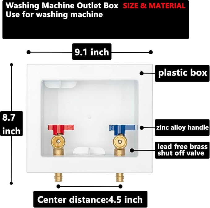 (1 Pack) Lidertik Washing Machine Outlet Box Expansion PEX-A, Inlet 1/2 inch PEX-A F1960 Expansion Barb x Outlet 3/4 inch Male Thread LI-XYJH-530