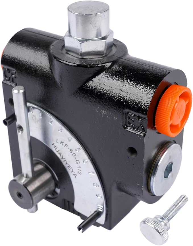 Hydraulic Adjustable Variable Flow Control Valve with Relief, 1/2'' NPT, 500 PSI-3000 PSI, 30GPM, Adjustable Ball Spring Relief Port, FCR51-1/2 PFC51-1/2
