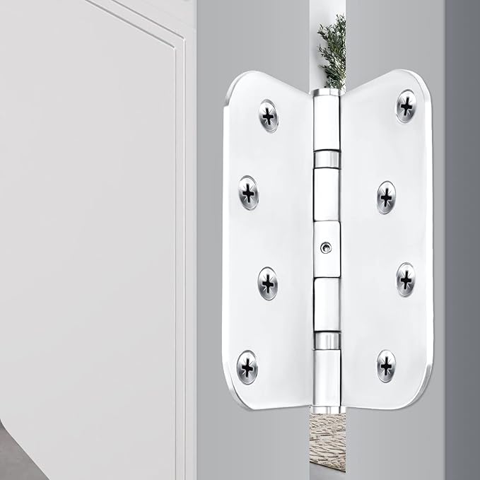 Hinges, 3 Pack Door Hinges Stainless Steel Hinges 4" Heavy Duty Hinge Ball Bearing Door Hinge with Rounded 5/8-Inch Radius Corners Thickness 3mm Hinges Heavy Duty Exterior Door Hinges