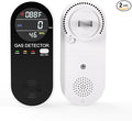 Natural Propane Gas Detector,3 in 1 Plug-in Combustible Gas Leak Detector Monitor(Gas, Temperature and Humidity Display) for Home & RV Leak Alarm for LNG, LPG, Methane-2Pcs