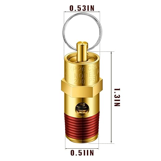 4 Pieces 1/4 Male NPT Air Compressor Pressure Relief Valve Brass Safety Air Compressor Check Valve
