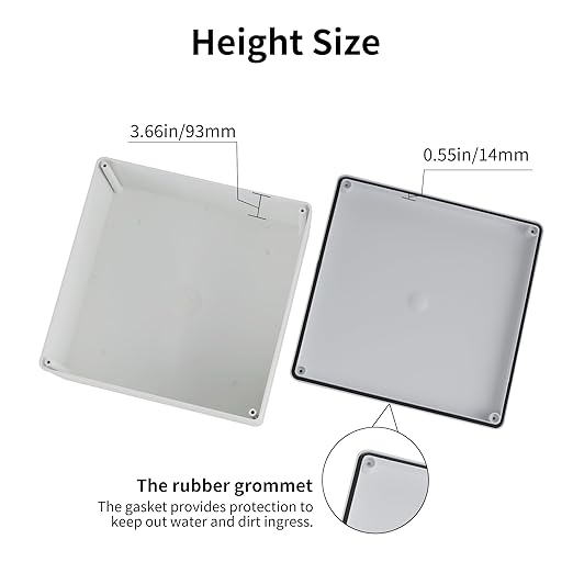 9" x 9" x 4" PVC Plastic Dustproof Waterproof Box IP65 Electrical Junction Boxes Project Junction Conduit Box for Outdoor Enclosure