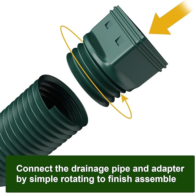 Rain Gutter Downspout Extensions, Downspout Extender for Rainwater Drainage Flexible, Down Spout Drain Extension Pipe and Extendable from 21 to 66 Inches (Green)