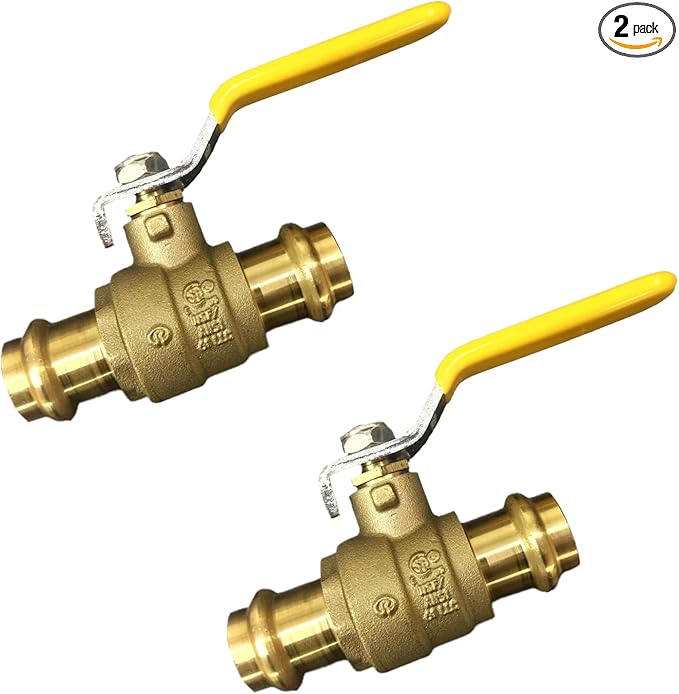 1 1/2" Propress Brass Ball Valve - Press Shut Off Ball Valve with EPDM O-ring Fit Both End - Premium Water Stop Shut Off Tool with 1" In. Connections - Pack of 2