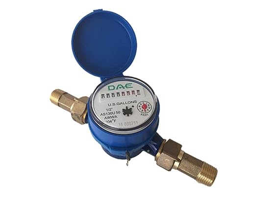 DAE AS130U-50 1/2" Water Meter, Measuring in Gallon + Couplings