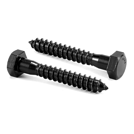 5/16" x 2" Hex Head Lag Screws Bolts 20Pcs 304 Stainless Steel 18-8, Partial Thread, Hexagon Head Wood Screws by Black Oxide by SG TZH