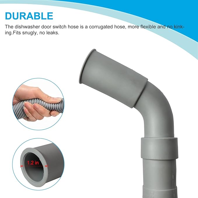 DD81-01502A Universal Dishwasher Inner Hose - Inflexible Corrugated Dishwasher Inner Hose,Plastic Material,Gray