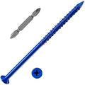 WenSilon(100 PCS) 1/4" x5 Concrete Screw Anchor Blue Flat Head for Anchoring to Masonry, Block or Brick Stucco