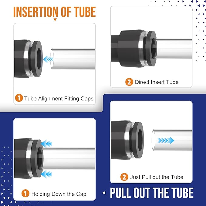 60pcs 5/32" OD 4mm Push to Connect Fittings, 5/32 inch OD Air Line Fittings Pneumatic Air Hose Tubing Quick Connects Kit (Tee, Straights, Elbow, Splitters,Plugs)