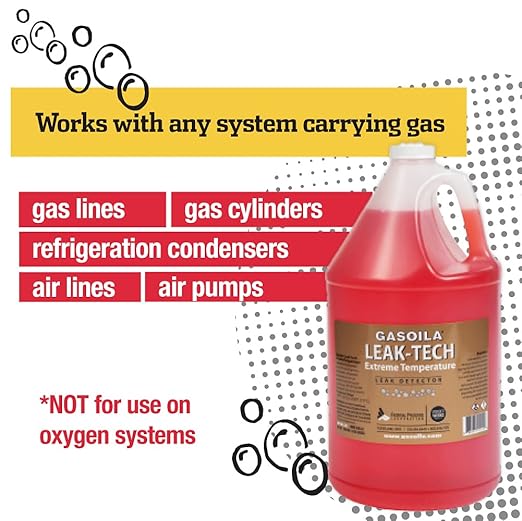 Gasoila Extreme Temperature Leak Detector Spray, 1 Gallon Jug – Fast-Acting, Long-Lasting Bubbles Pinpoint Leak Detection, Non-Toxic & Non-Corrosive, Works on All Pipes, Safe for Gas & Air Systems