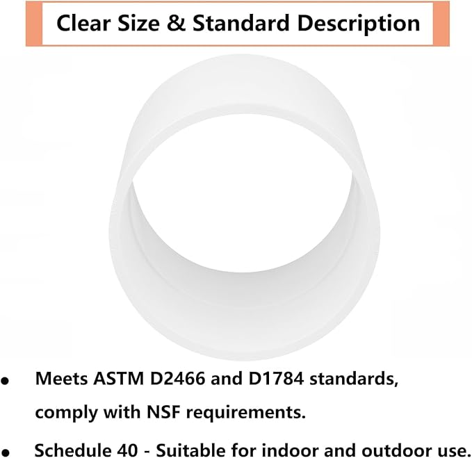 6" PVC Pipe Coupling Adapter Pipe Fittings (Socket x Socket) Contractor Pack Schedule 40 Heavy Duty 6 Inch PVC Slip Socket Connectors for DIY PVC Shelf Garden Support Structure, White