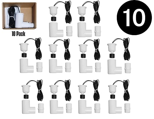 Generic SS2 Float Switch 3/4 inch L Shape This Water Float Switch is a Versatile and Reliable Device That can be Used in Various HVAC Applications and Around The House for DIY. ECWB (10 Pack), White