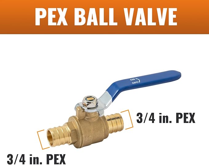 SUNGATOR 2 Pack Pex Valves 3/4 inch, Pex Ball Valve Brass Full Port Quarter Turn Shut Off Valve, ASTM F1807, CUPC Certified