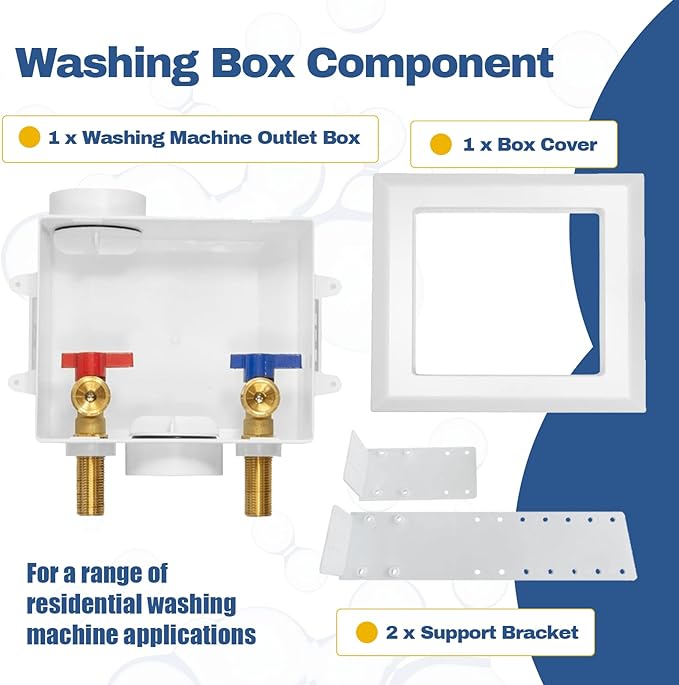 10-PACK GUOFIS Washing Machine Outlet Box, PEX Laundry Washer Box with Central and Side Drain Design(1/2"MIP Sweat Connection Inlet X 3/4"MHT Outlet)(WM001-10Pack)