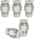 MECCANIXITY 5 Pcs NPT Push to Connect Air Fittings, Male Straight 1/4" Tube OD x 1/8" NPT Thread Air Quick Connector Coupling Adapter for Gas Hose Pneumatic Tools, White