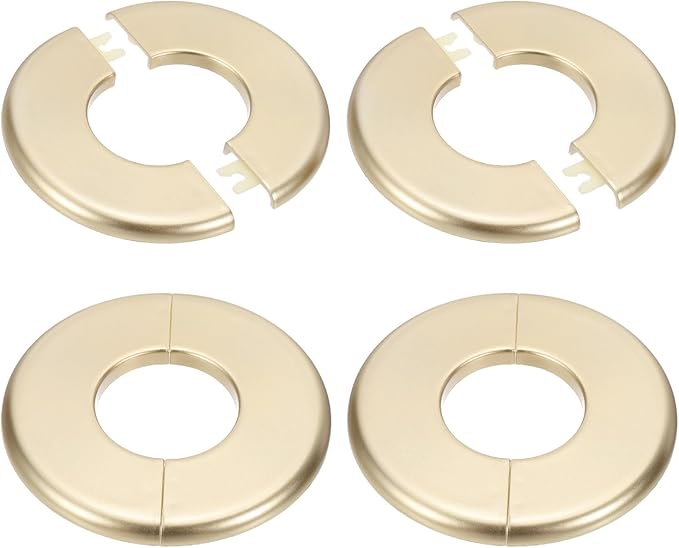 PATIKIL Wall Split Flange 105mm / 4.1" OD, 4 Pcs Round Escutcheon Plate Cover PPR Plumbing Cover Plates with Self-Adhesive Tape for 44mm / 1.7" Dia Water Pipe Faucet, Gold
