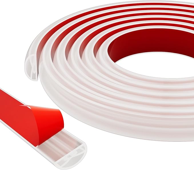 Shower Threshold Water Dam Shower Water Guard - 118 Inch Flexible Collapsible Waterproof Adjustable Bathroom Seal Strip, Self-Adhesive Shower Door Bottom Guard for Bathtub, Tile & Floor