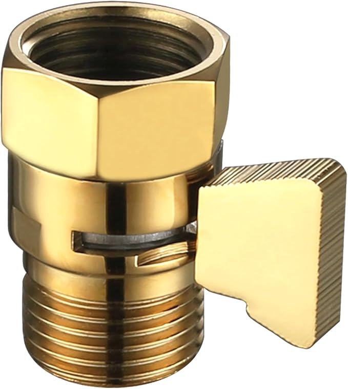 Shower Flow Control Valve, Brass Water Restrictor for Shower Head, Titanium Gold