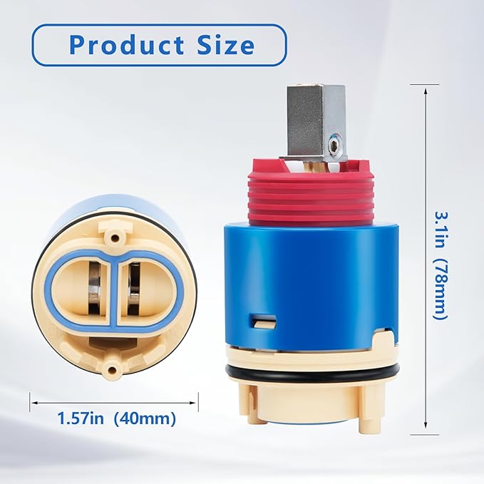 JH02BJ HL-40 Ceramic Pressure Balance Cartridge Replacement for Zurn, CFG, Dominion, Aqua Source, and More, 40mm Shower Faucet Cartridge