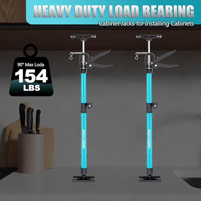 Steel Cabinet Jacks for Installing Cabinets, 3rd Hand Support System Load 154LB, Adjustable Support Pole Jack 21.2-45.2 in, Perfect for Cabinet Lift Installation Tools, Quick Support Rod, 2-Pack