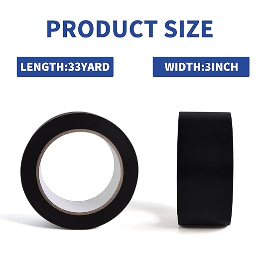 TAPEBEAR Corrosion Protection Pipe Tape, Wrap Pipe Tape for Drain Pipe, Metal & Electrical Piping, Anti-Corrosion Water Leak Proof PVC Tape, 3 Inch X 33 Yds, Black